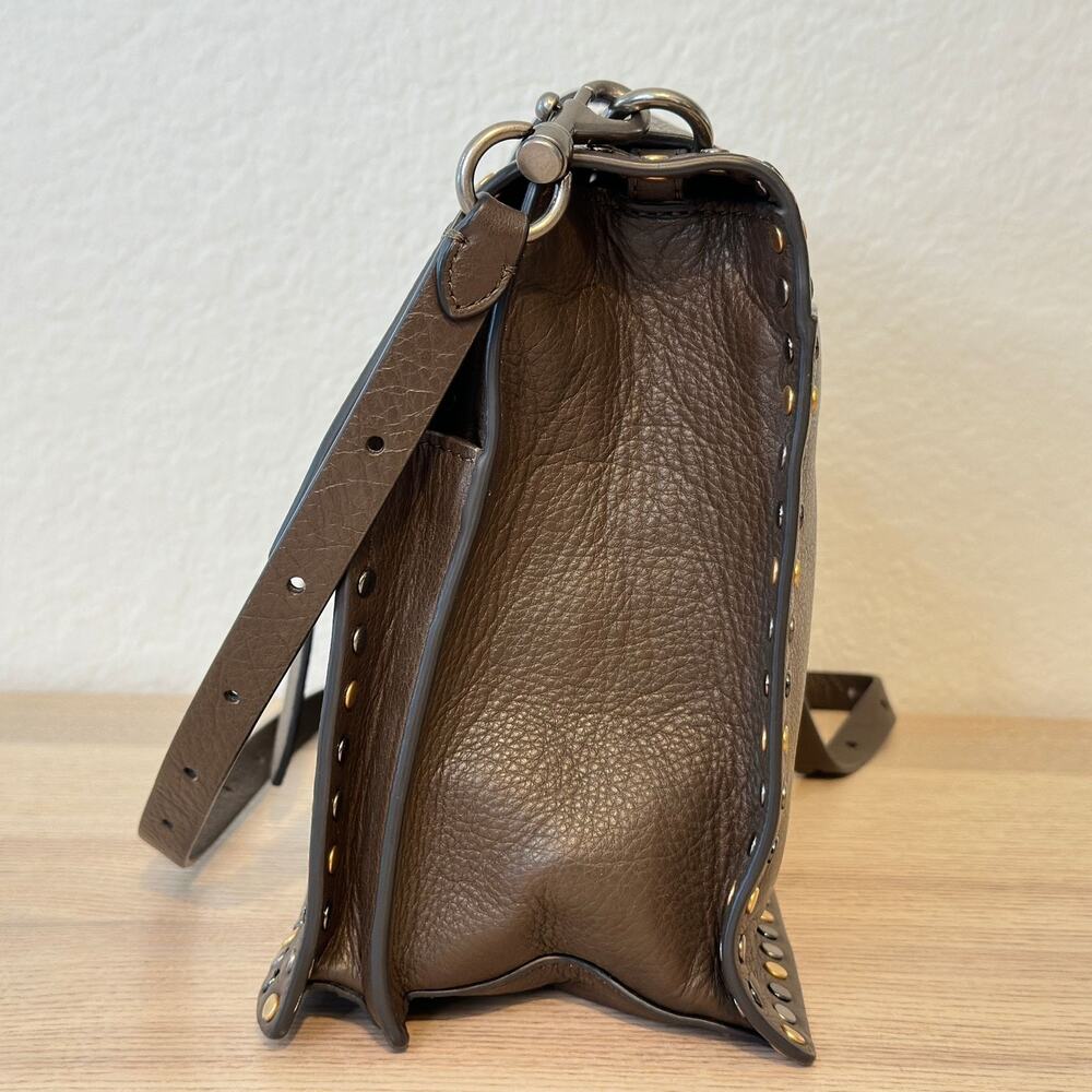Rebecca Minkoff Nanine Studded Bag Brown Leather Crossbody Shoulder Purse Modern - Picture 10 of 16